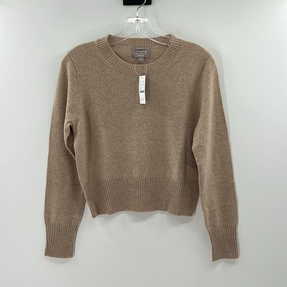 J. Crew Shrunken Cropped 100% Cashmere Sweater - Tan - Large - NWT - Picture 2 of 6